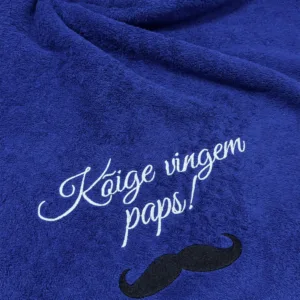 puuvillane- sinine-saunalina-tikandiga- isale kingitus-kingiidee