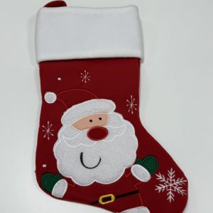 Punane jõulusokk "Jõuluvana" tikitud nimega