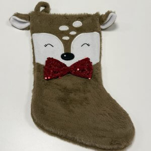 Jõulusokk "Põhjapõder kikilipsuga" tikitud nimega